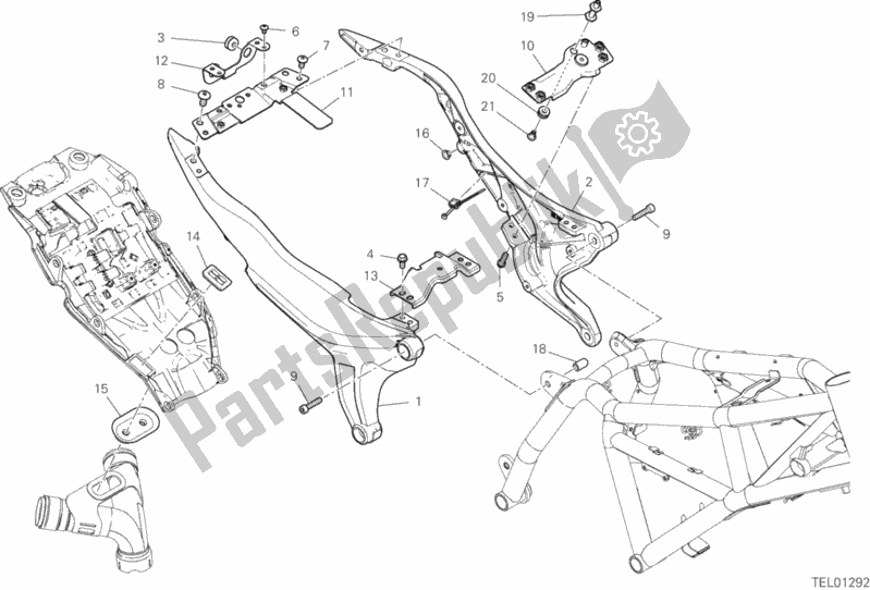 Todas as partes de Quadro Traseiro Comp. Do Ducati Scrambler 1100 Sport Thailand 2020